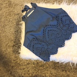 Light Navy Blue cropped shirt